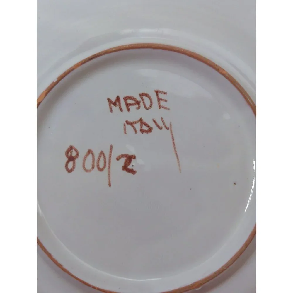 Vintage Hand Painted Italian‎ Plate Eggplant Grapes Fruit Ceramic 8.5